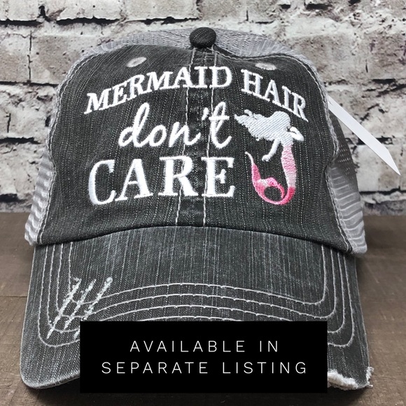 "Mermaid Hair Don’t Care" Embroidered Cap - Picture 5 of 8